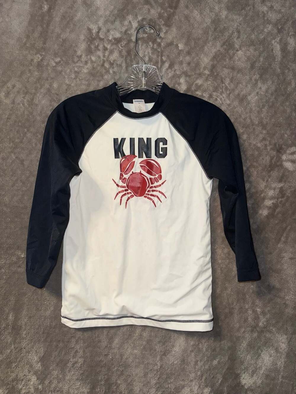 Gymboree Boys "King" Crab Graphic Raglan Long Sleeve Swim Shirt